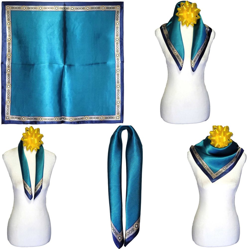 NWT Genuine 100% Mulberry Silk Satin Scarf 21"x21" Small Square Shawl 54071